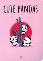 Блокнот "Прикольные панды", на шариках / "Cute pandas", two (В6, 128 стр., блок розовый)