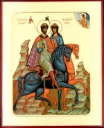 Икона Бориса и Глеба, блг. князей (на конях) (на дереве): 125 х 160
