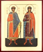 Икона Бориса и Глеба, блг. князей (ростовая) (на дереве): 125 х 160