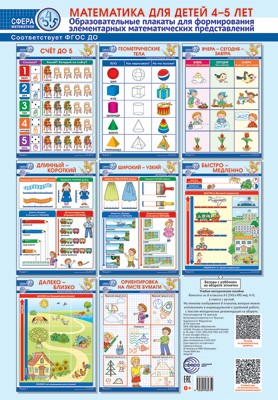 Математика для детей 4-5 лет. Образовательные плакаты для формирования элементарных математических представлений