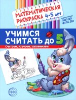 Математическая раскраска 4-5 года. ЦВЕТНАЯ. Учимся считать до 5