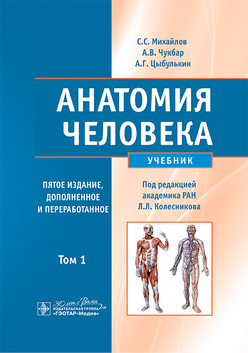 Анатомия человека : учебник : в 2 т. / С. С. Михайлов, А. В. Чукбар, А. Г. Цыбулькин ; под ред. Л. Л. Колесникова. — 5е изд., доп. и перераб. — Москва : ГЭОТАРМедиа, 2025. — Т. 1. — 704 с. : ил