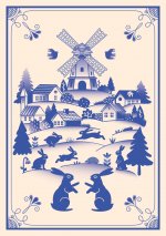Блокнот Жили-были. Гжель «Зайчики» (формат А5, 144 стр., блинтовое тиснение, тонированный блок)