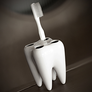 Подставка для зубных щеток - "Зубик" (цвет: хром)