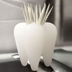 Подставка для зубочисток - "Зуб-очистка" (цвет бел